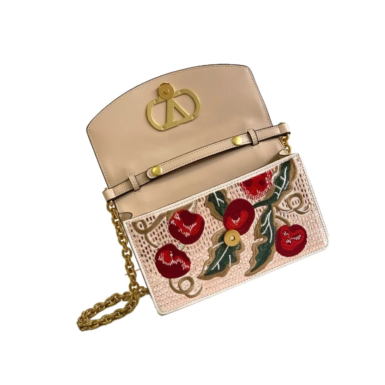 Unbranded Crossbody Bags Cherry Embroidered Chain-Flap Bag image 5