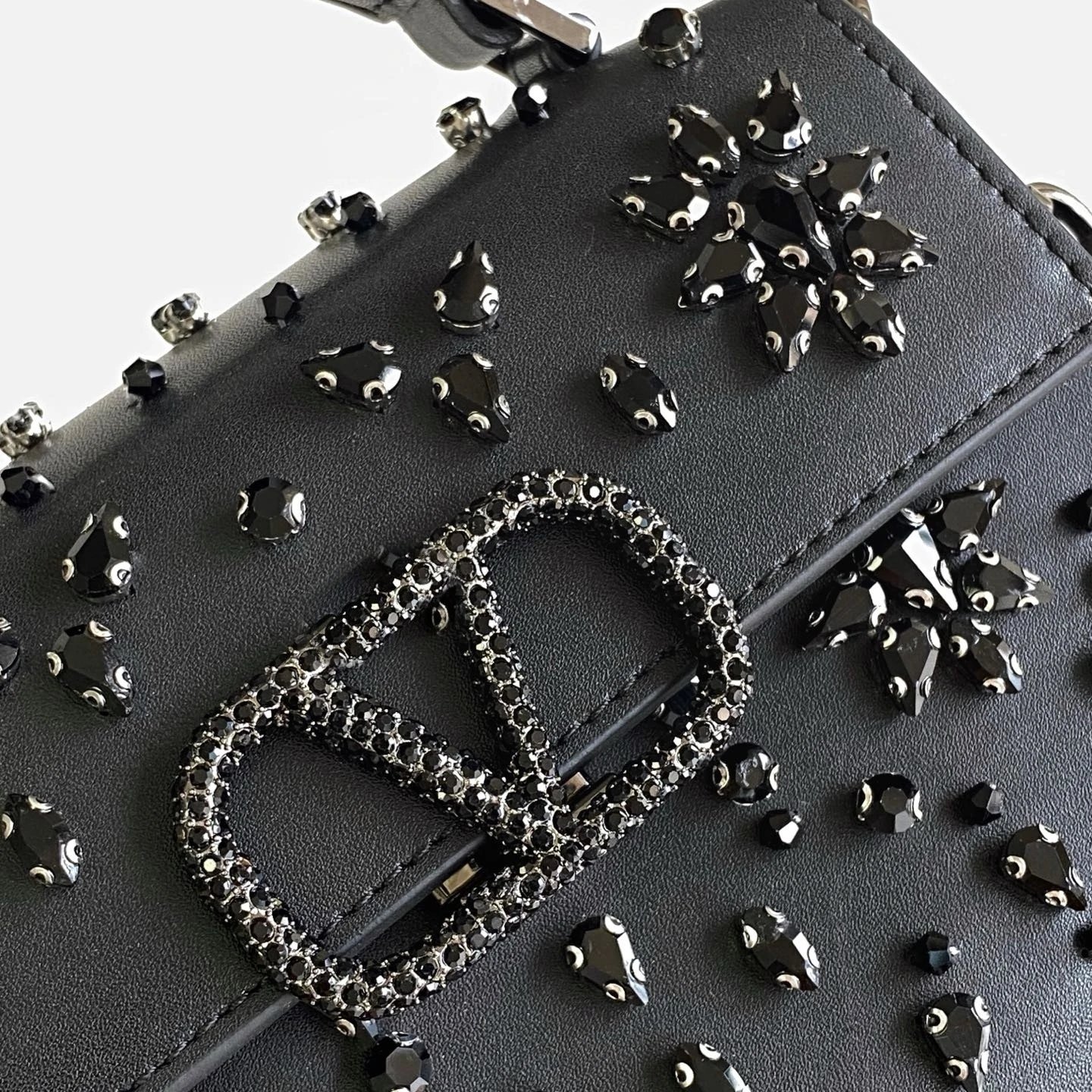 Valentino Garavani Rockstud Spike Gray Chain Shoulder Bag - 9
