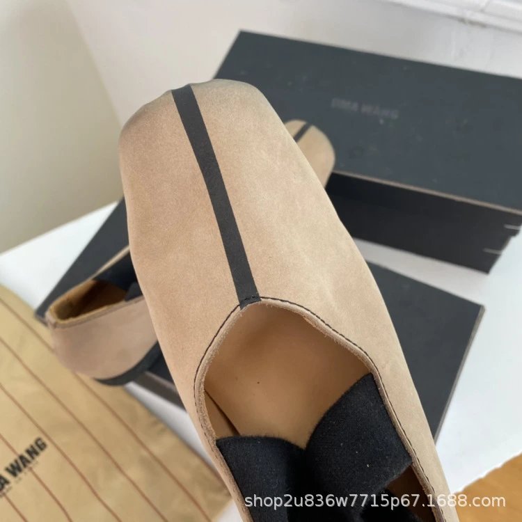 UMA WANG Square-Toe Suede Ballet Flats Red Shoes - 18
