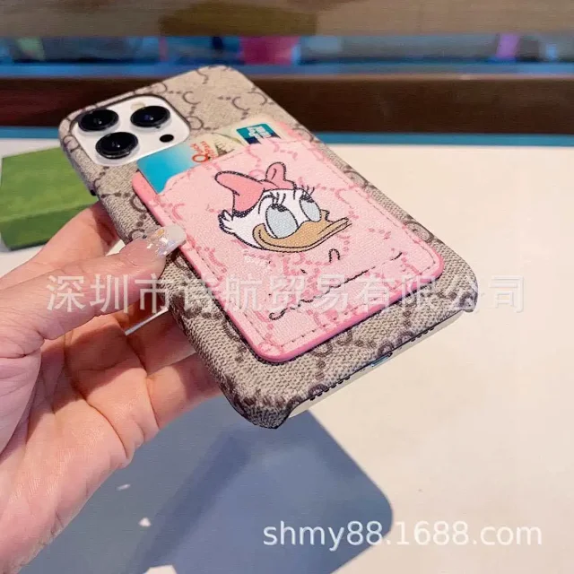 Unbranded Phone Cases Monogram Print Card Holder Case with Cartoon Duck Patch product detail image 4