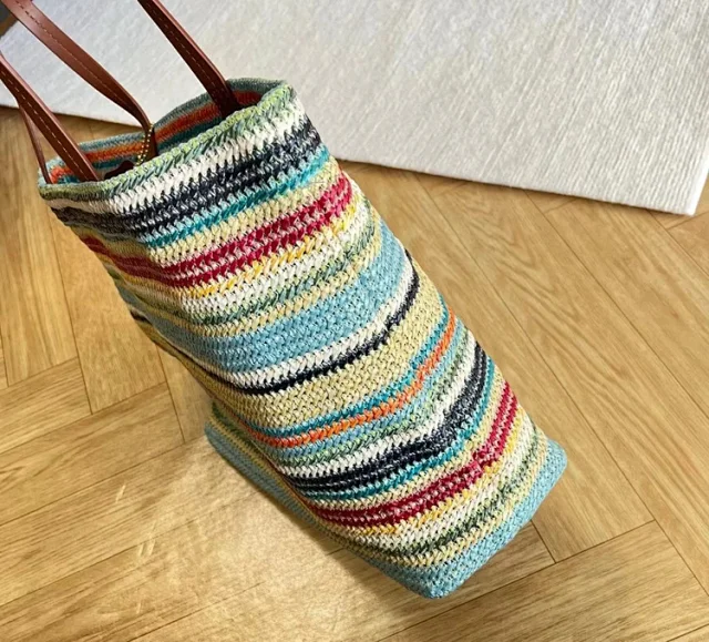 Miu Handbags Woven Striped Tote Bag product detail image 12