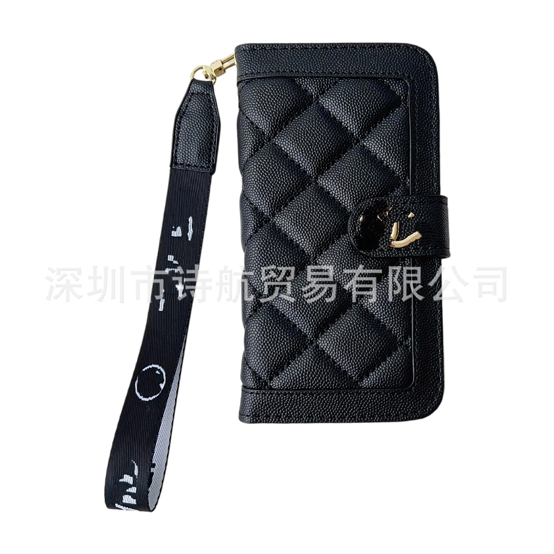 Chanel Classic Quilted Phone Wallet Case Black with Strap - 12