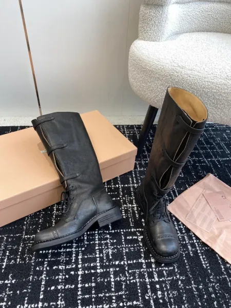 Miu Miu Buckled Combat Boots Black - 19
