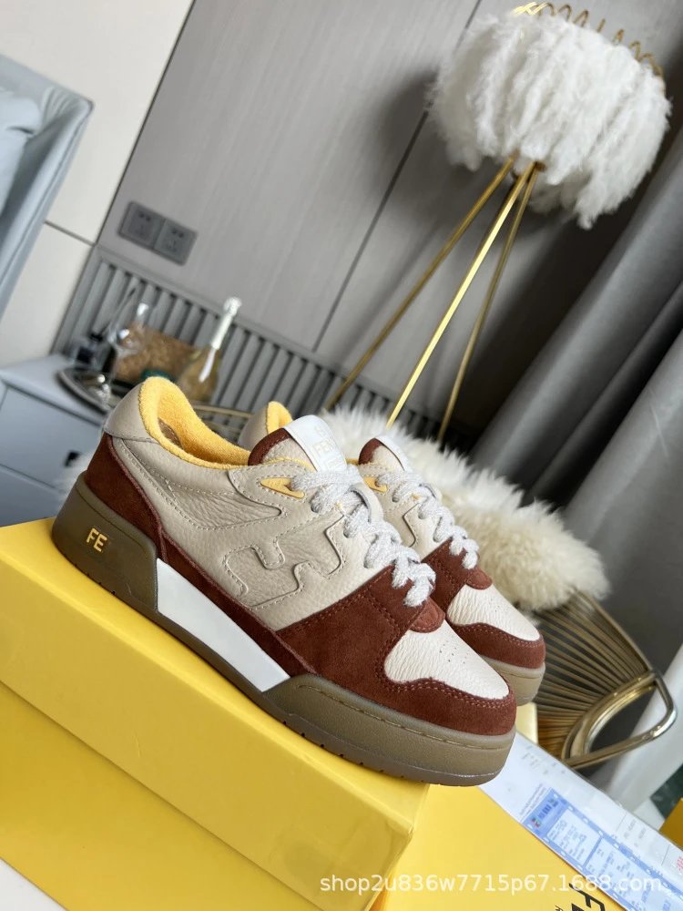 Fendi Fendace Low Top Sneakers Beige Pink Leather Sneakers - 20