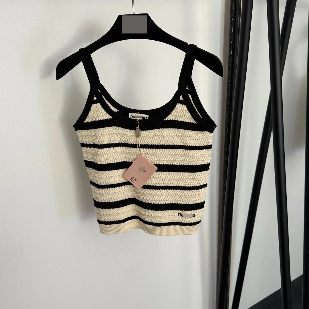 Striped Knit Mini Skirt in Black and Beige - 7