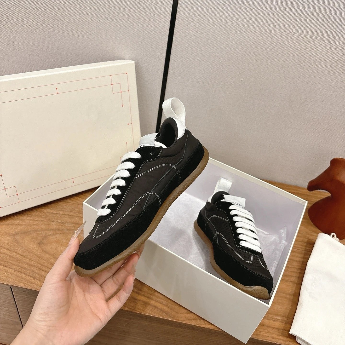 MMY Quilted Low-Top Sneakers White Beige Sneakers - 12