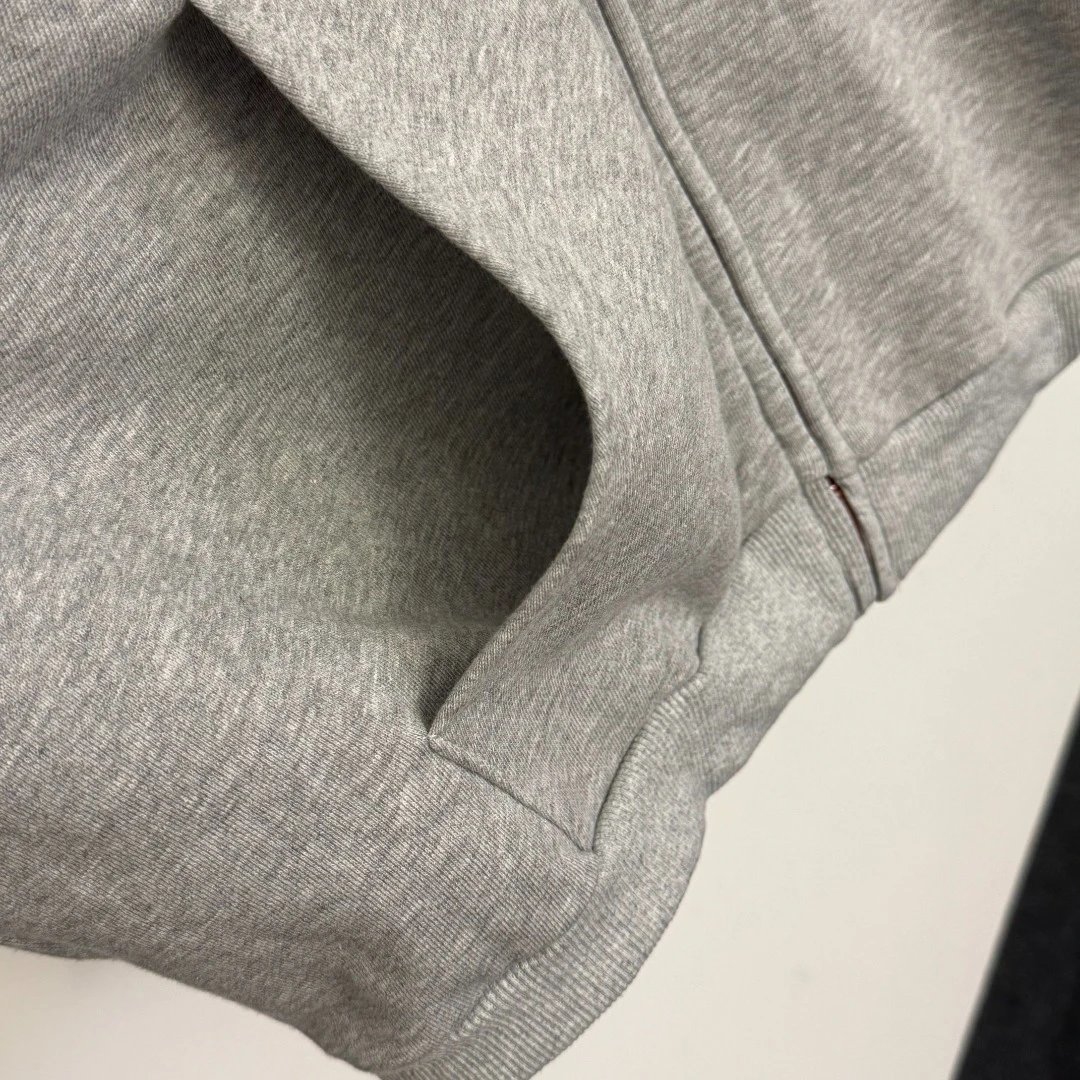 Miu Miu Logo-Embroidered Gray Zip-Up Hoodie - 9