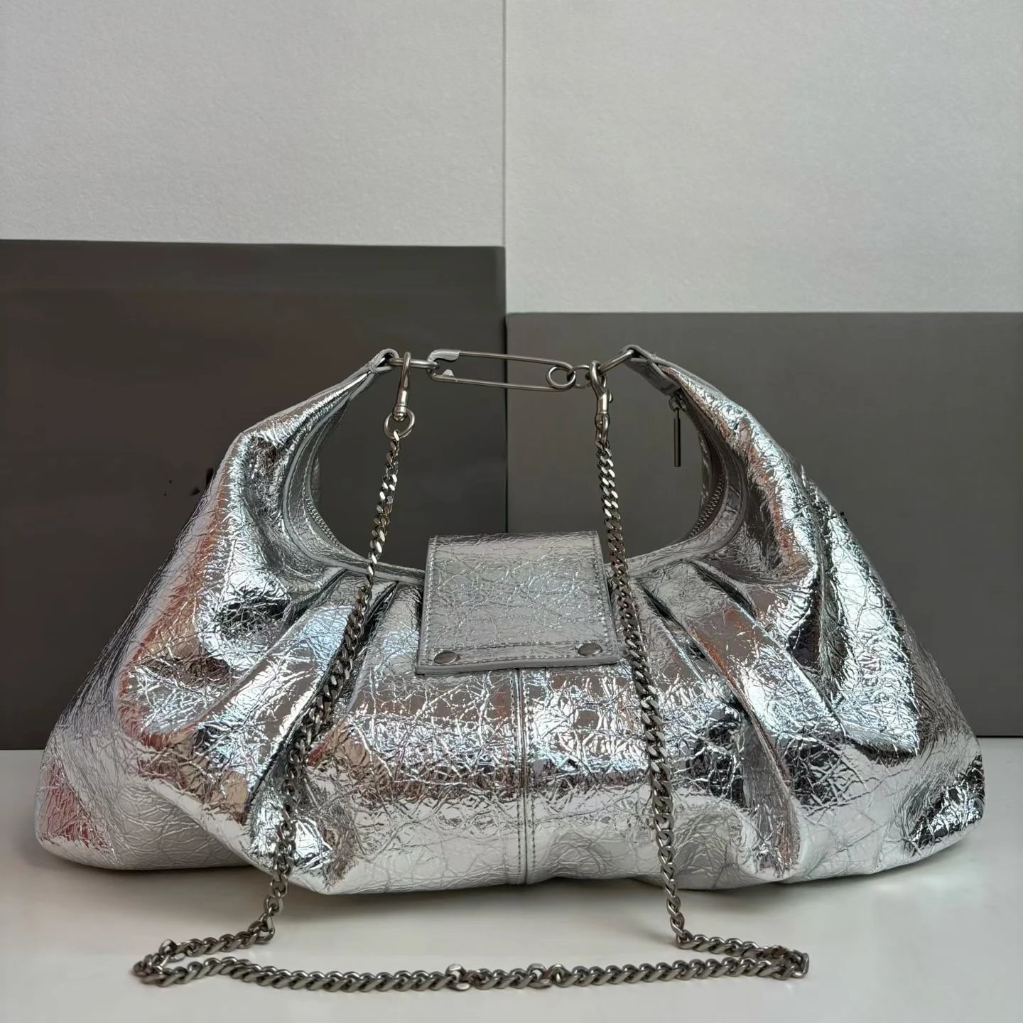 Balenciaga Hourglass Hobo Bag White Leather - 6