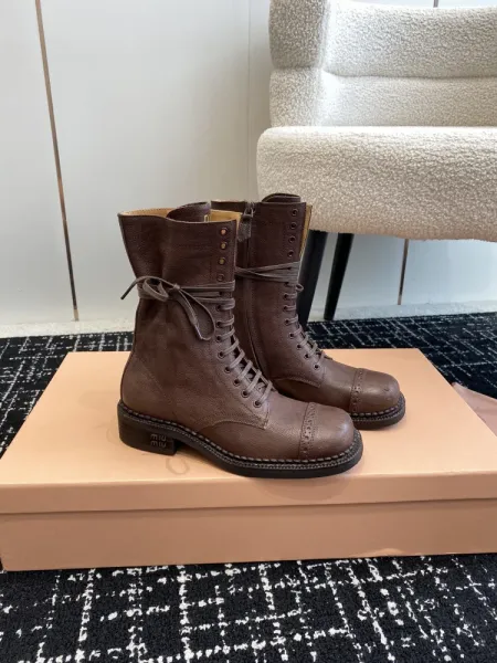 Miu Miu Buckled Combat Boots Black - 24