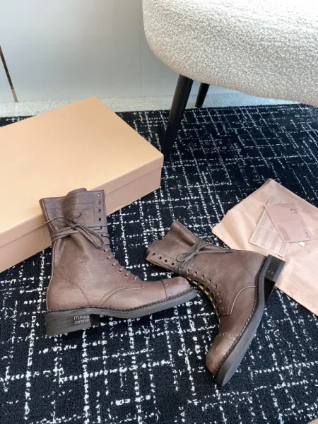 Miu Miu Buckled Combat Boots Black - 25