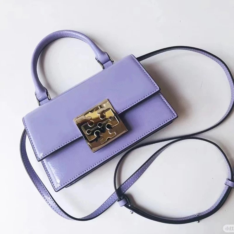 Unbranded Handbags Patent top-handle bag with detachable crossbody strap and gold-tone geometric clasp image 1