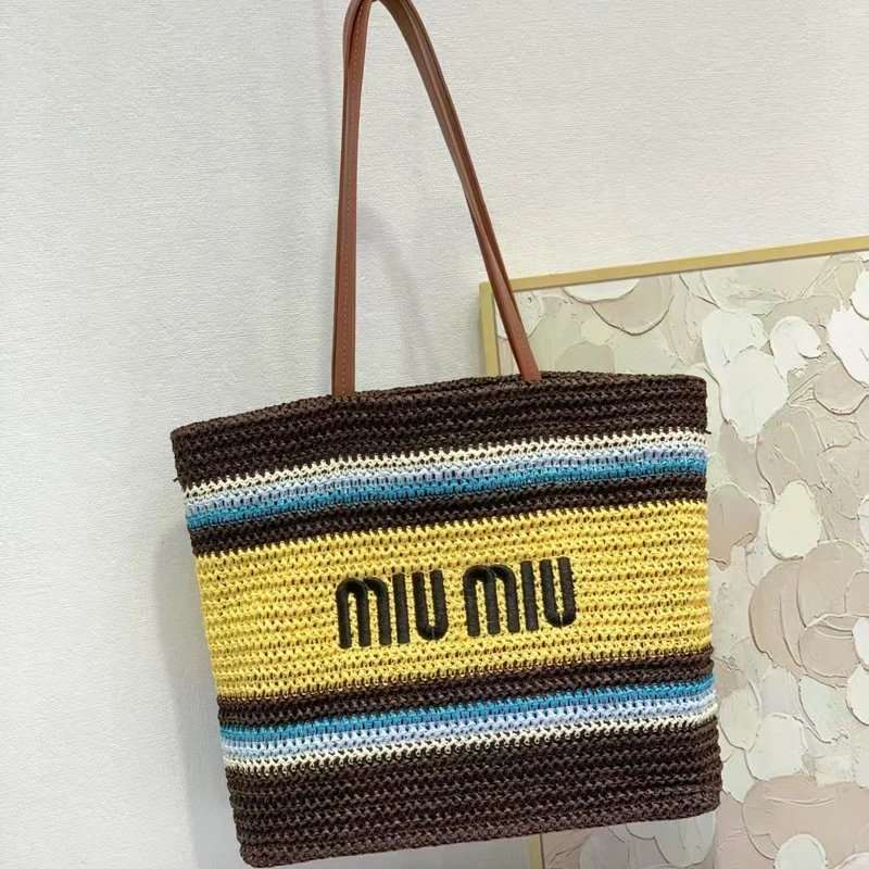 Miu Miu Striped Crochet Tote Bag Multicolor - 1