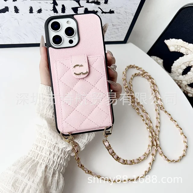 Chanel Phone Cases Quilted card-holder case with chain crossbody strap product detail image 3