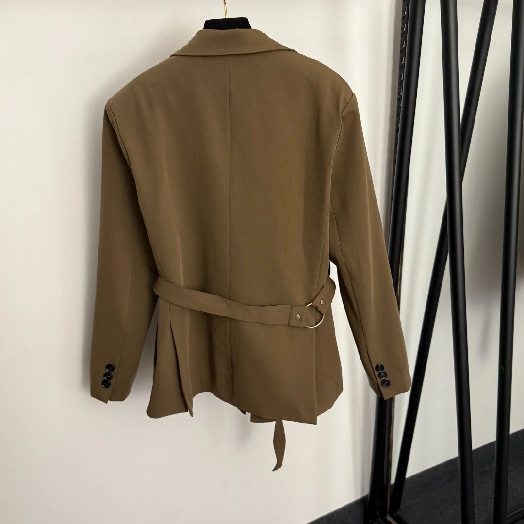 Black Wrap Detail Blazer Outerwear - 8