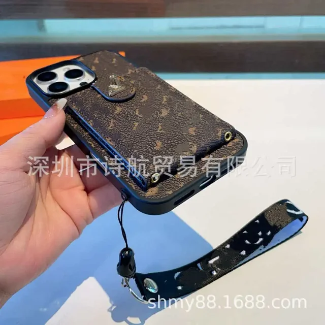 Unbranded Phone Cases Monogram-Print Card Holder Wrist Strap Case product detail image 5