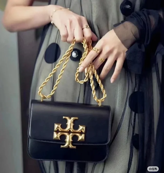 Tory Burch Crossbody Bags Gold Double T Logo Chain Strap product detail image 5