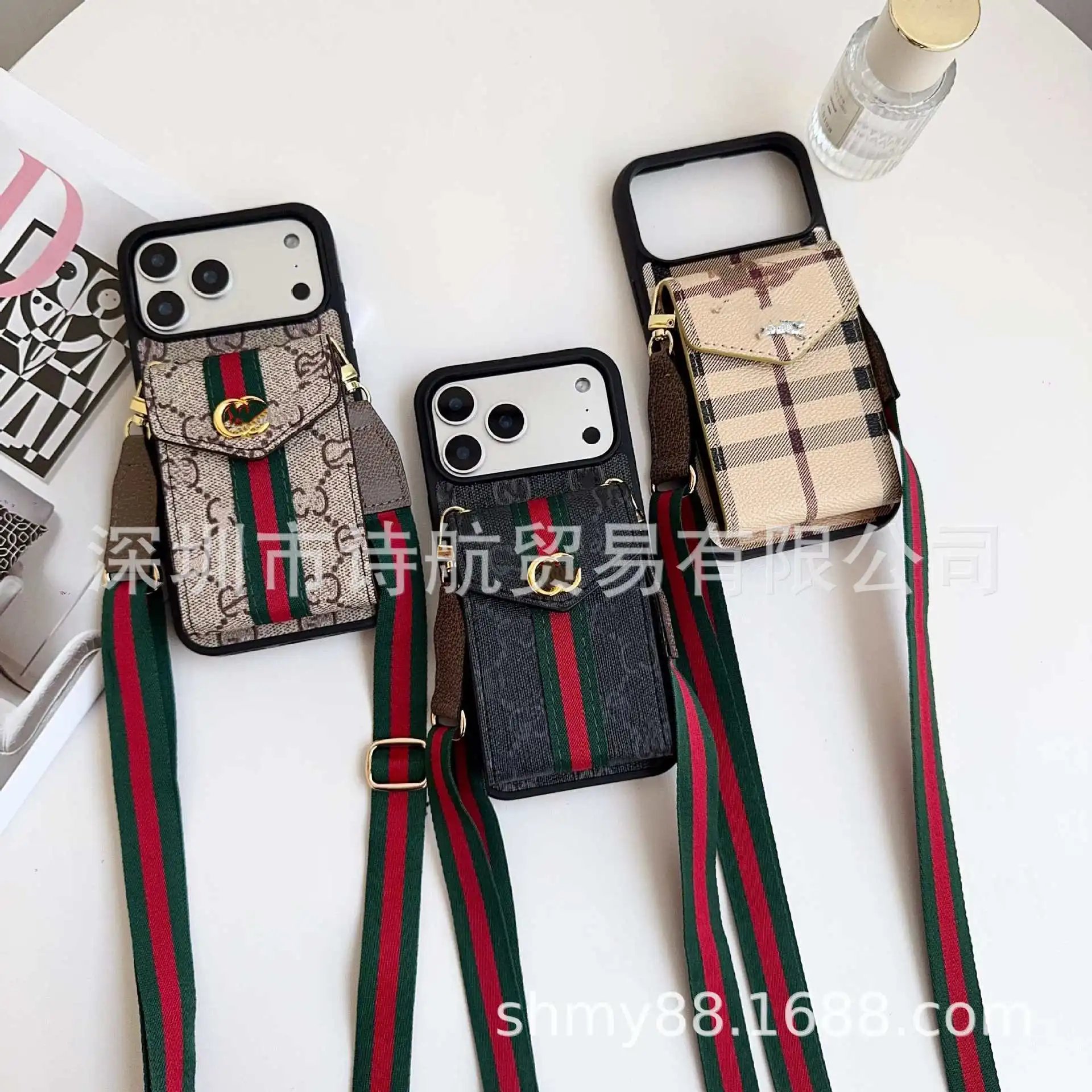 Gucci GG Marmont Phone Crossbody Bag Black Green Red - 2