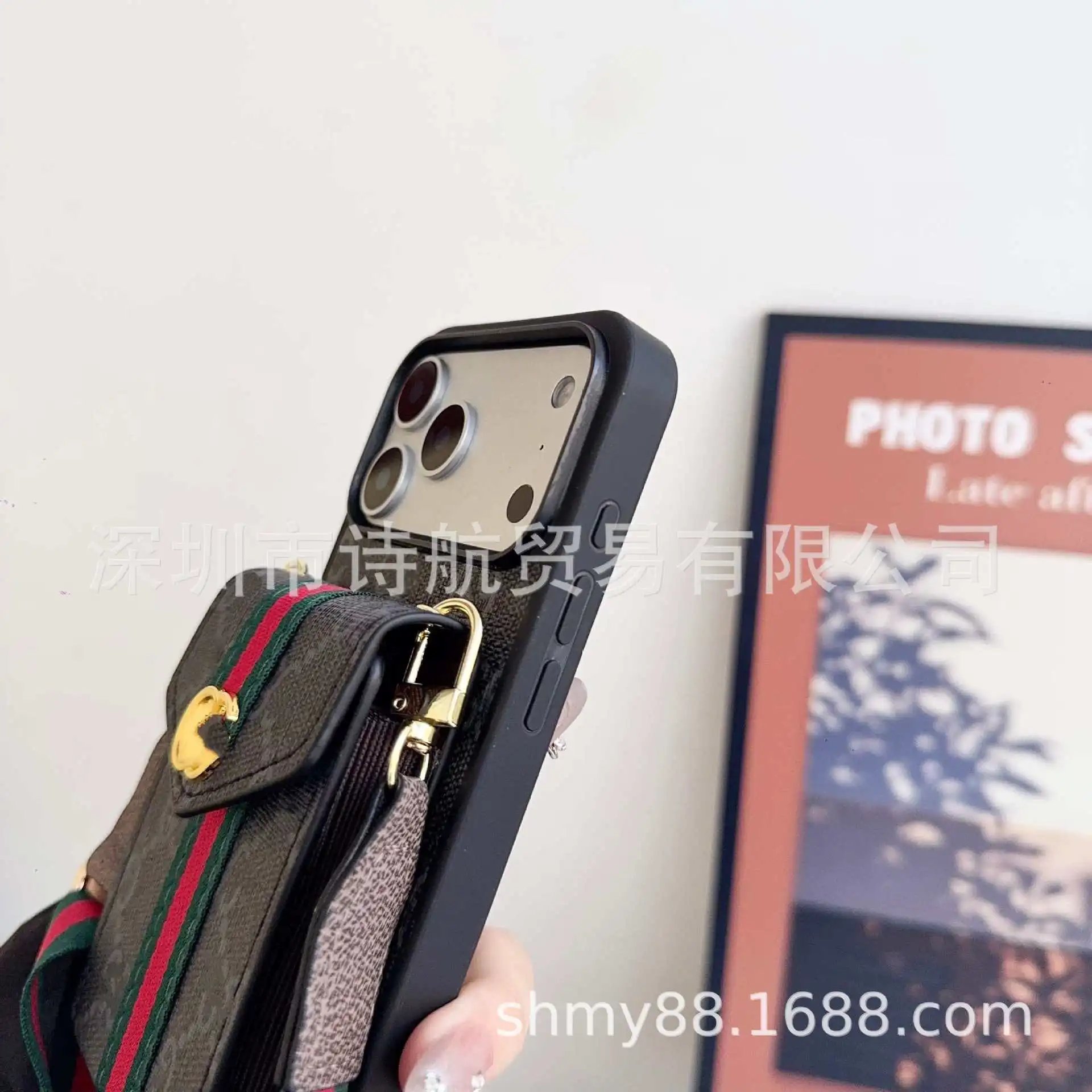 Gucci GG Marmont Phone Crossbody Bag Black Green Red - 8