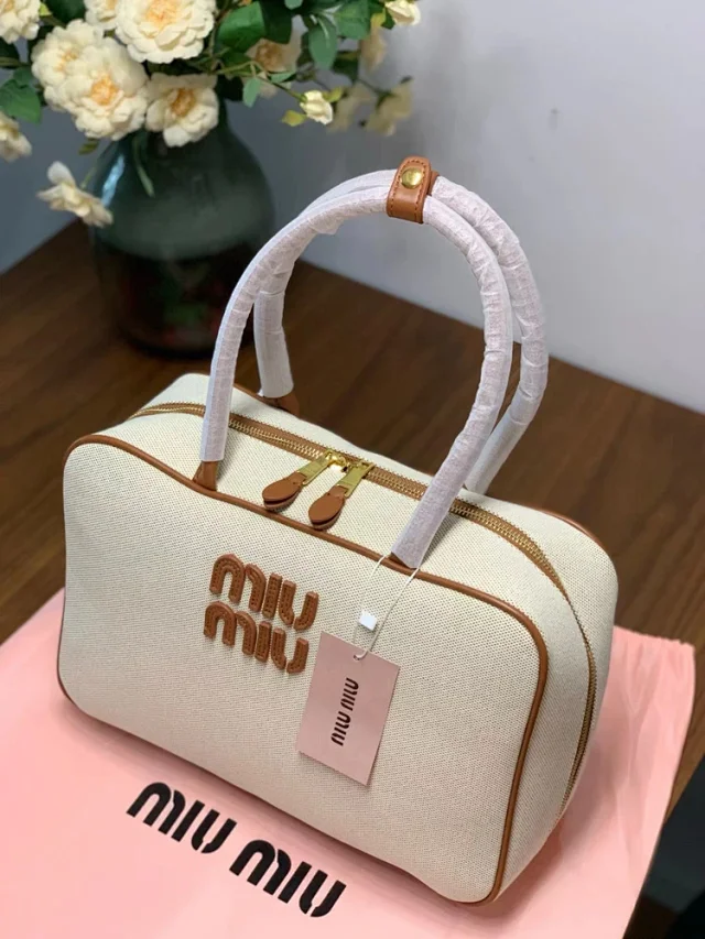 Miu Handbags Bowling handbag with top handles and zip closure product detail image 13