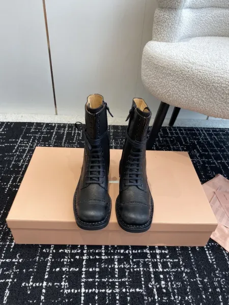 Miu Miu Buckled Combat Boots Black - 32