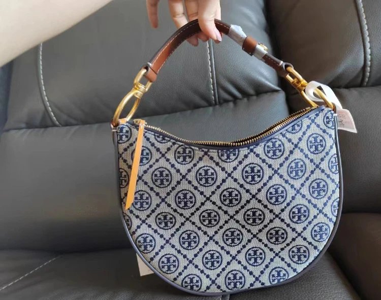 Tory Burch Miller Saddle Bag Beige Brown Monogram Crossbody Bag - 14