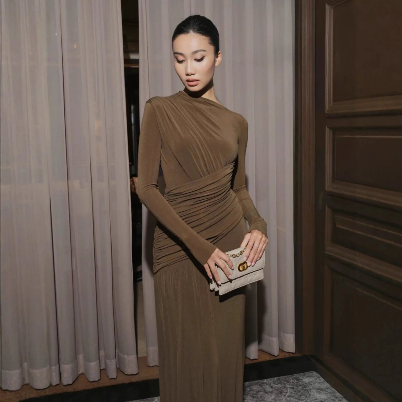Unbranded Dresses Long-Sleeve Ruched Maxi Dress image 3