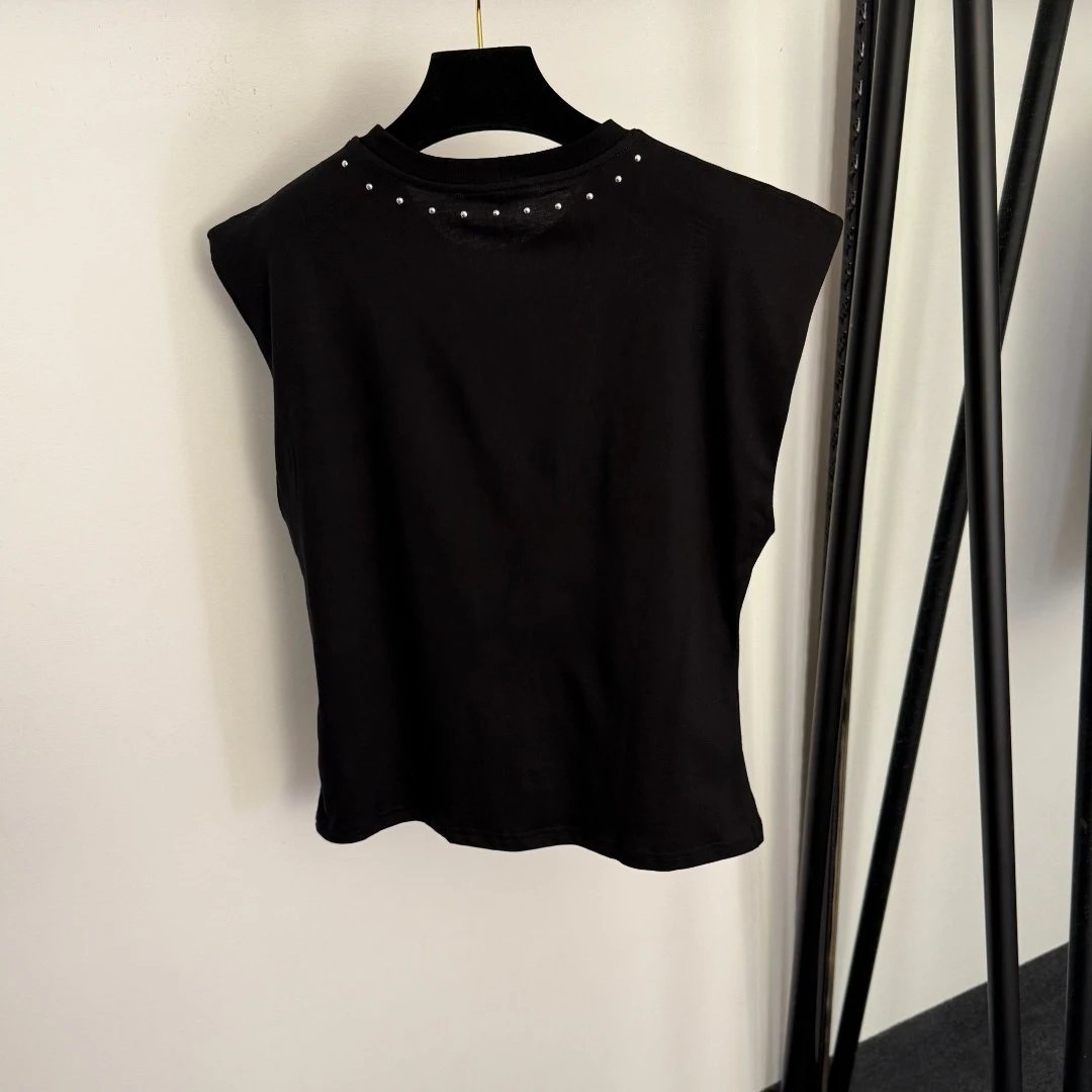 Louis Vuitton Crystal-Embellished Logo T-Shirt Black - 5