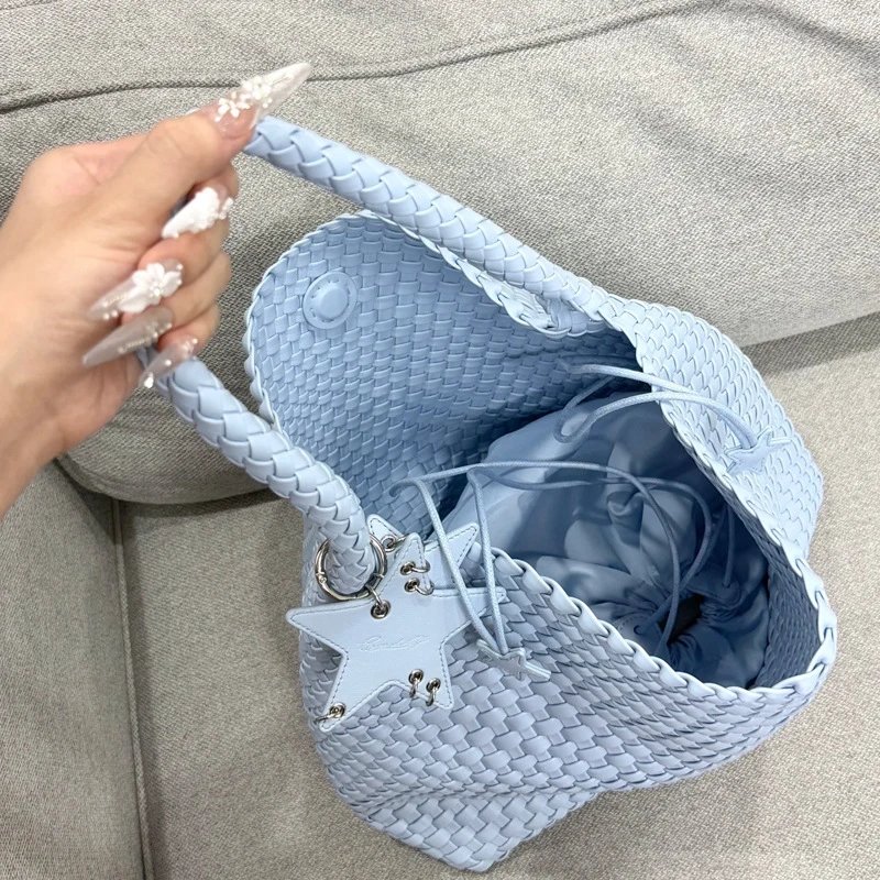 Unbranded Handbags Woven Hobo Bag with Star Charm image 4