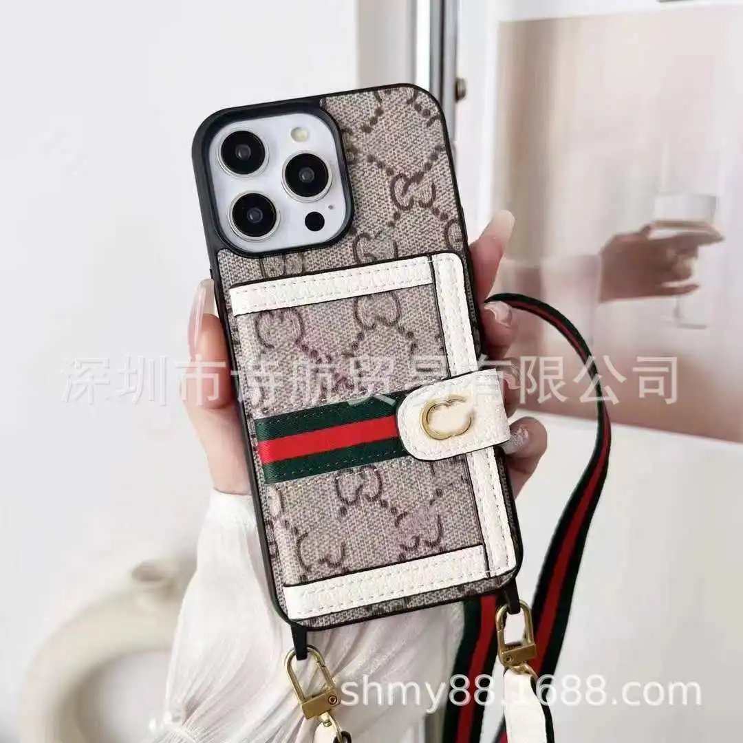 Unbranded Phone Cases Monogram-Print Card Holder Case with Shoulder Strap image 5