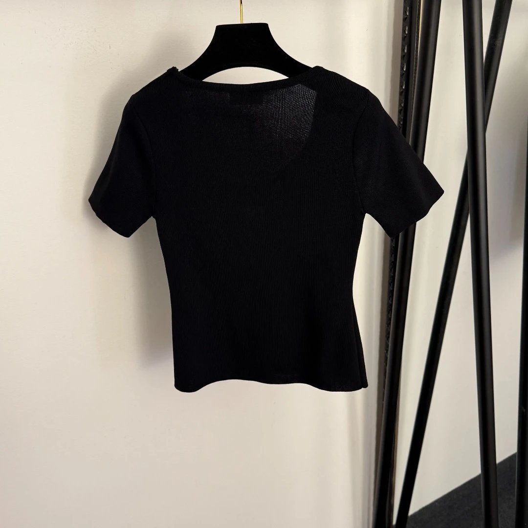 Maison Margiela Tabi Dot-Embellished Ribbed Knit Crop Top White - 9