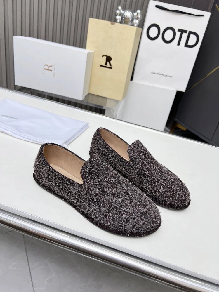 R Brand Suede Loafer Black Casual Shoes - 35