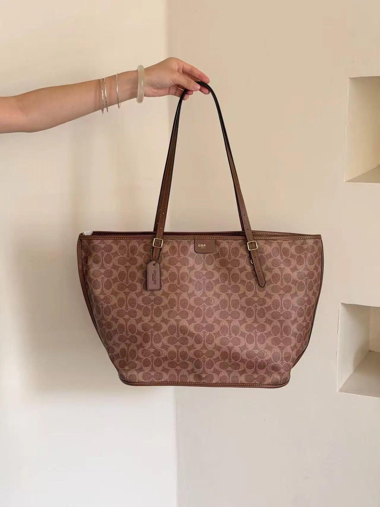 Coach City Tote Brown Signature Canvas Tote Bag - 4