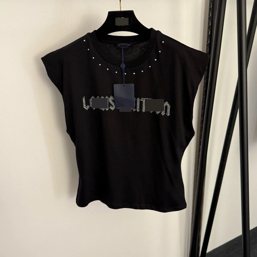 Louis Vuitton Crystal-Embellished Logo T-Shirt Black - 4