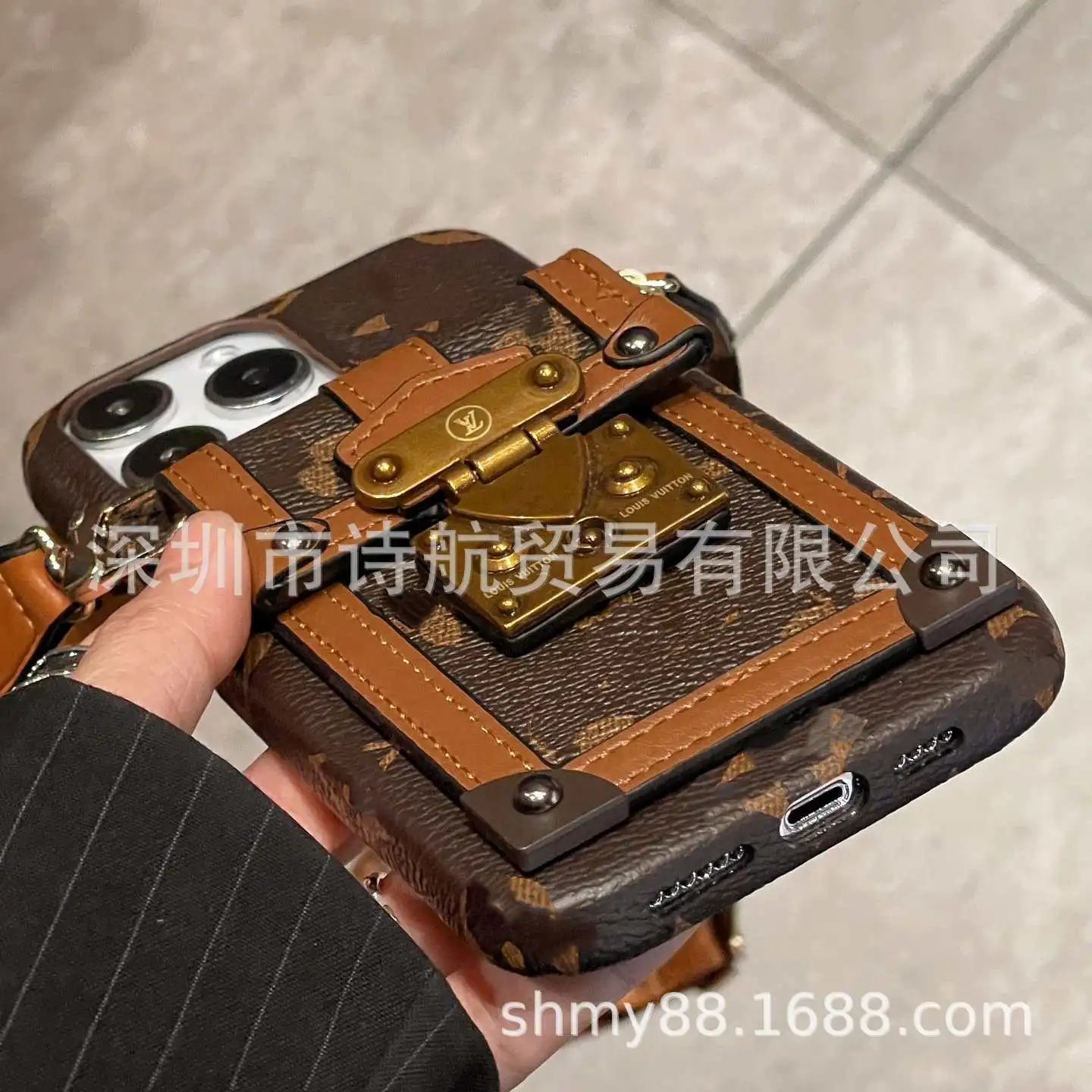 Louis Vuitton Phone Cases Monogram Card Holder Strap Case image 3