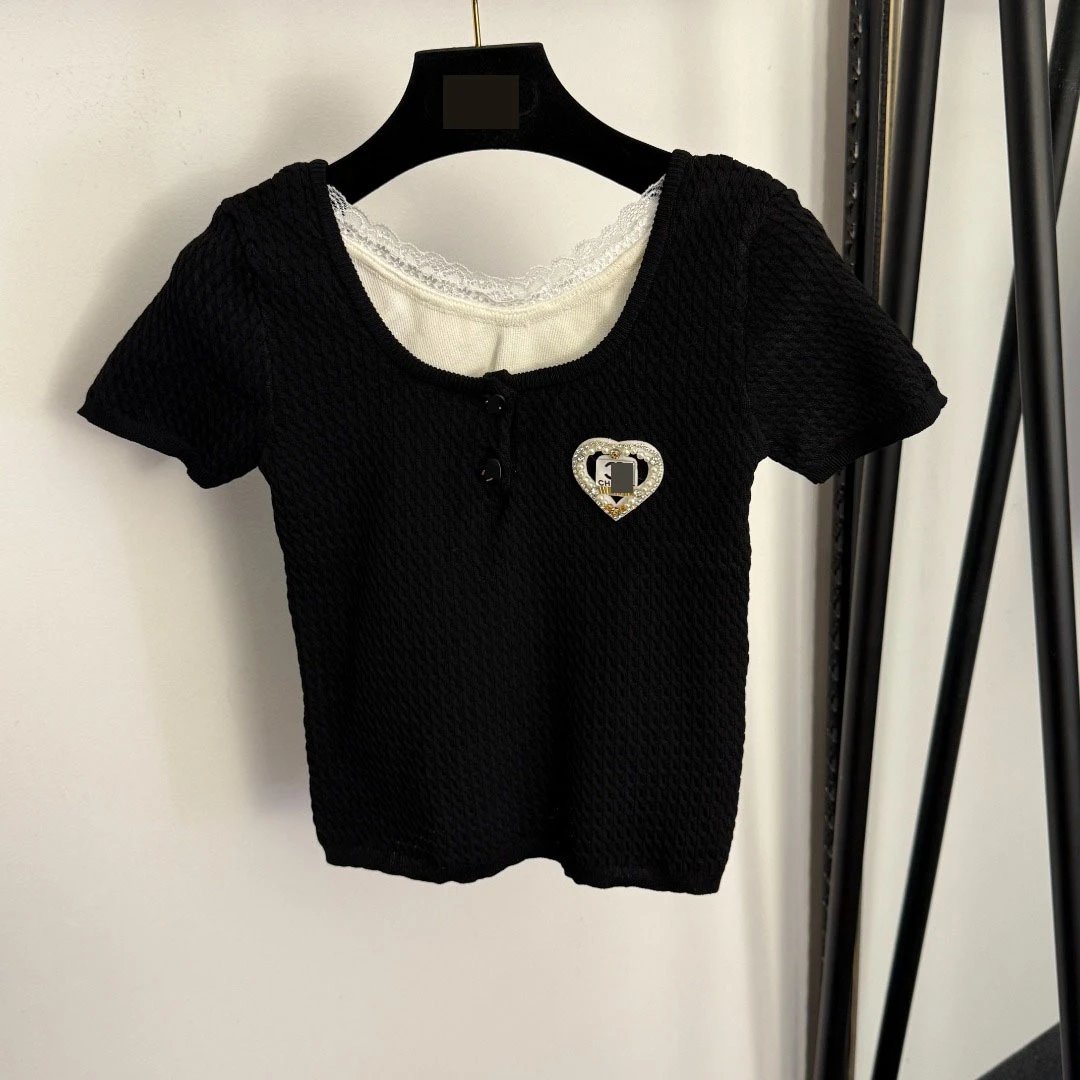 CH/ - Lace Trim Knit Crop Top White - 4