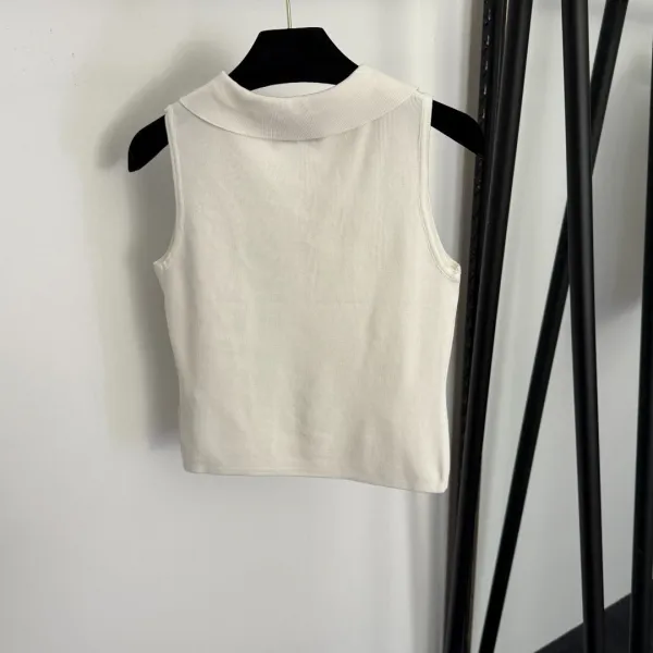 Chanel Collar Knit Vest Black - 9