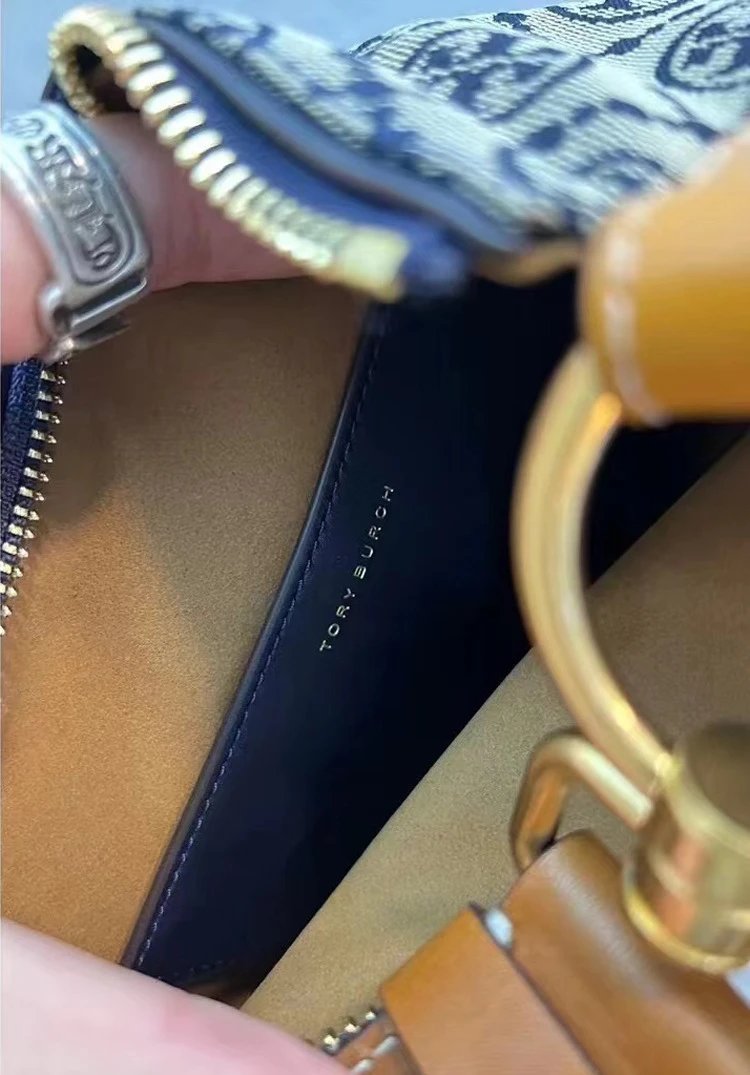 Tory Burch Miller Saddle Bag Beige Brown Monogram Crossbody Bag - 19