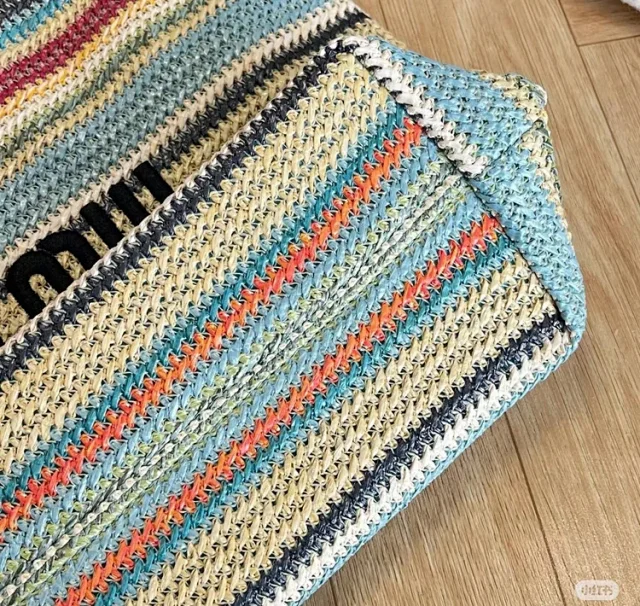 Miu Handbags Woven Striped Tote Bag product detail image 15