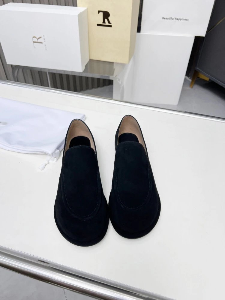 R Brand Suede Loafer Black Casual Shoes - 14