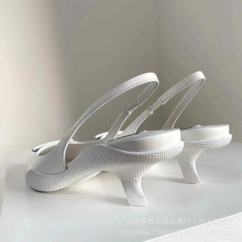 Unbranded High Heels Pointed-Toe Slingback Kitten with Triangle Vamp Plaque image 4