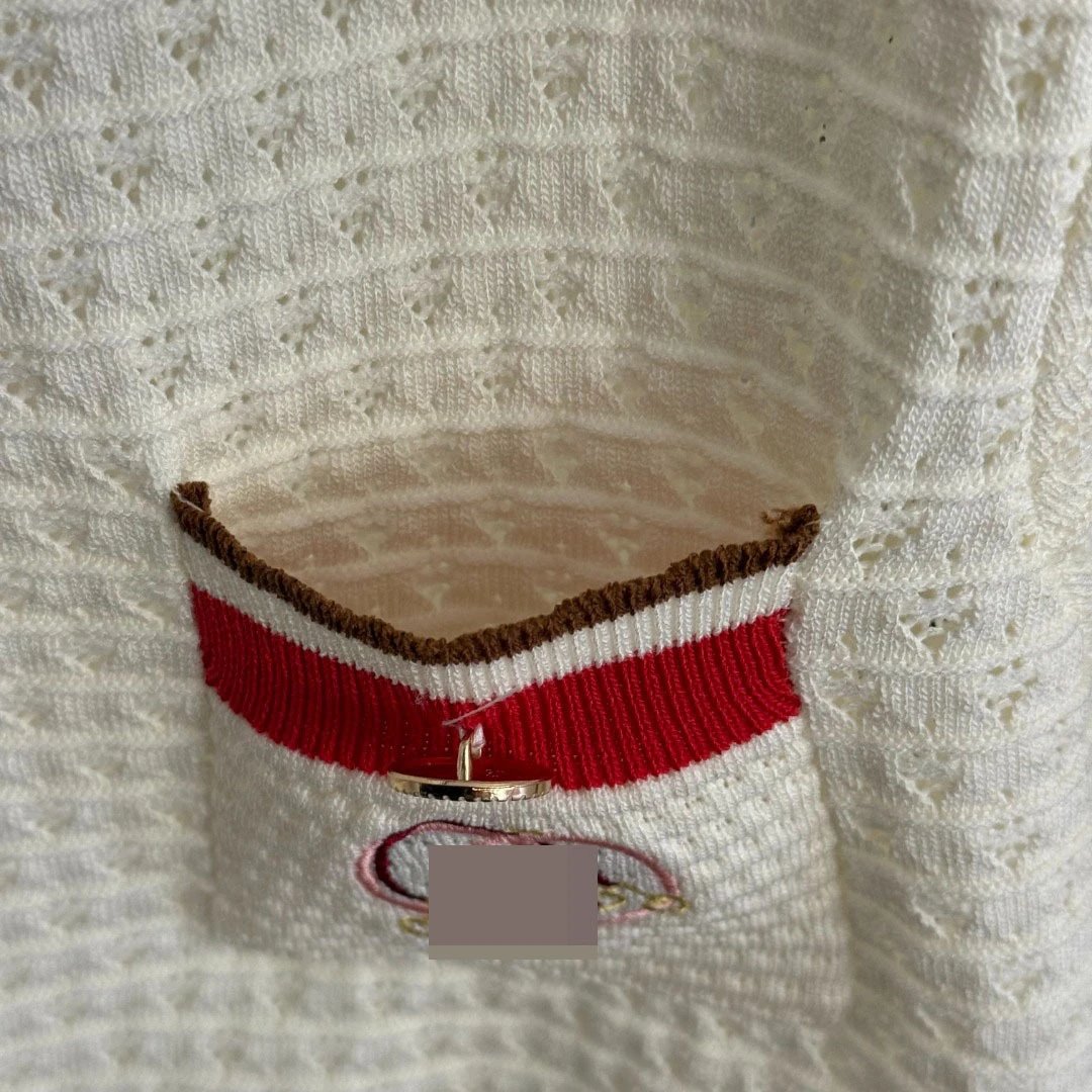 Gucci Knit Short-Sleeve Top Navy with Red-White Trim Sweater - 9