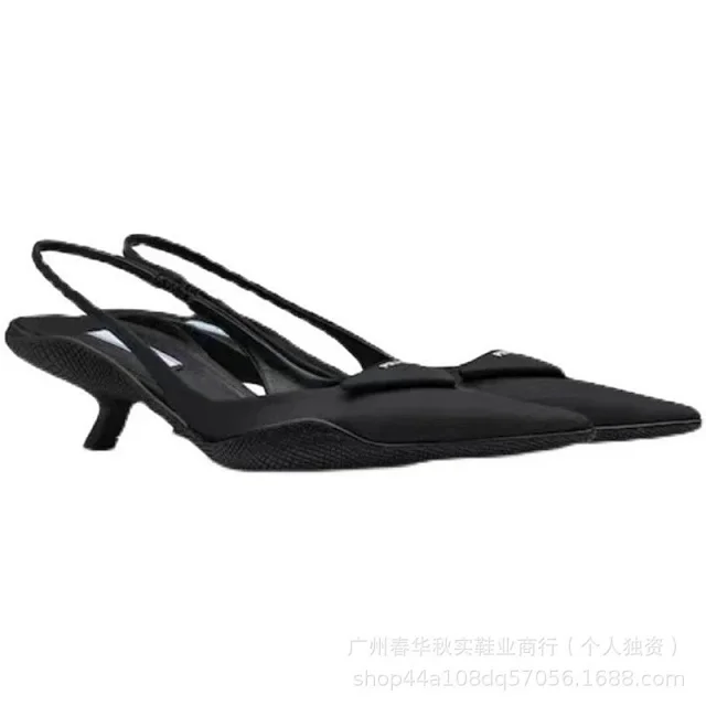 Unbranded High Heels Pointed-Toe Slingback Kitten with Triangle Vamp Plaque product detail image 8