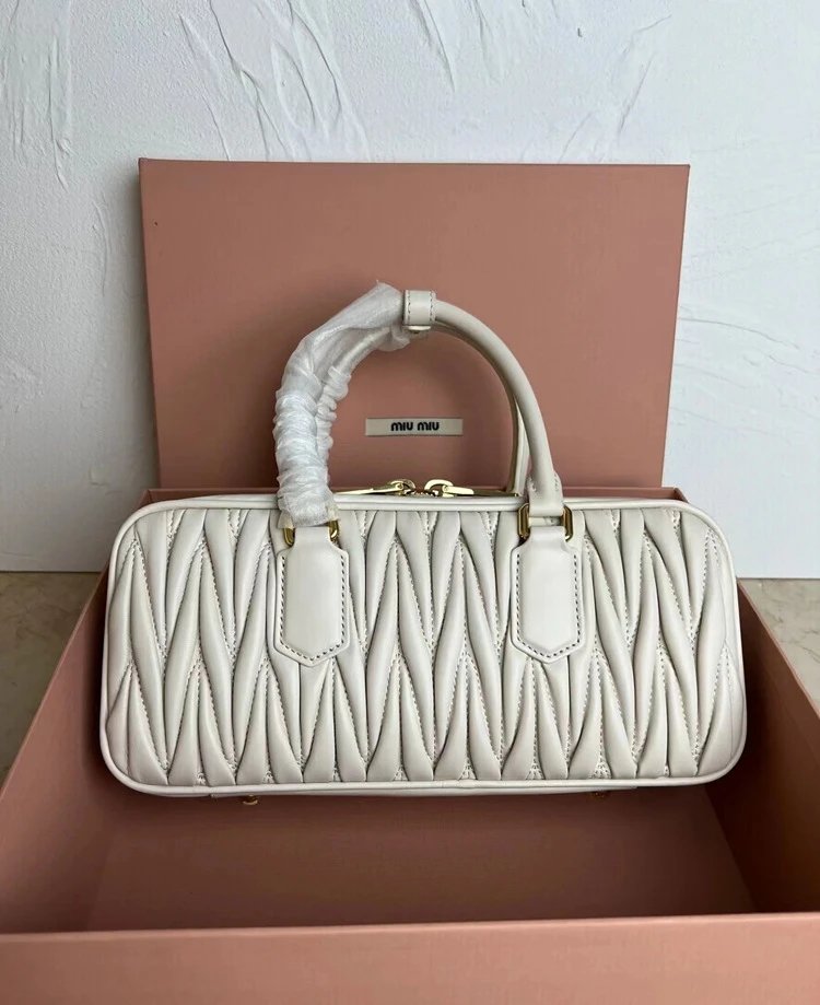 Miu Miu Arcadie Mini Bag Beige Quilted Leather Handbag - 11