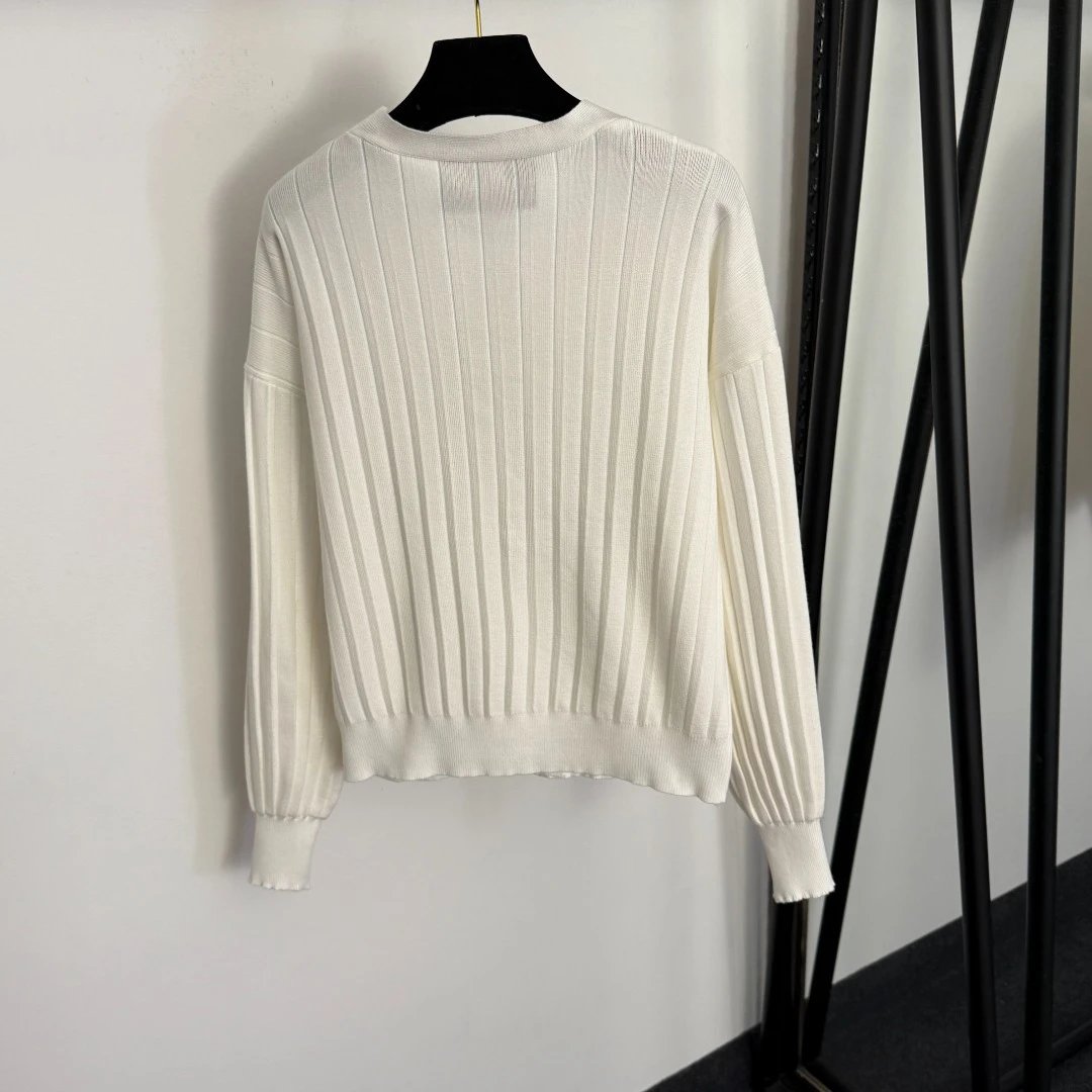 Lo Studio Ribbed Knit Set White Cardigan Vest Pants - 9