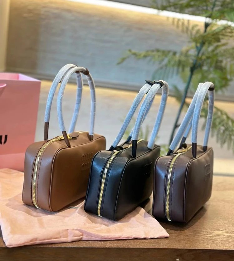 Miu Miu Boston Bag Brown Leather Handbag - 3