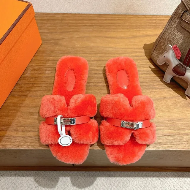 Unbranded Slippers Faux Fur H-Buckle Slide product detail image 10