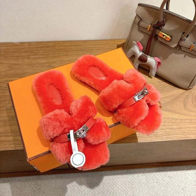 Unbranded Slippers Faux Fur H-Buckle Slide product detail image 11