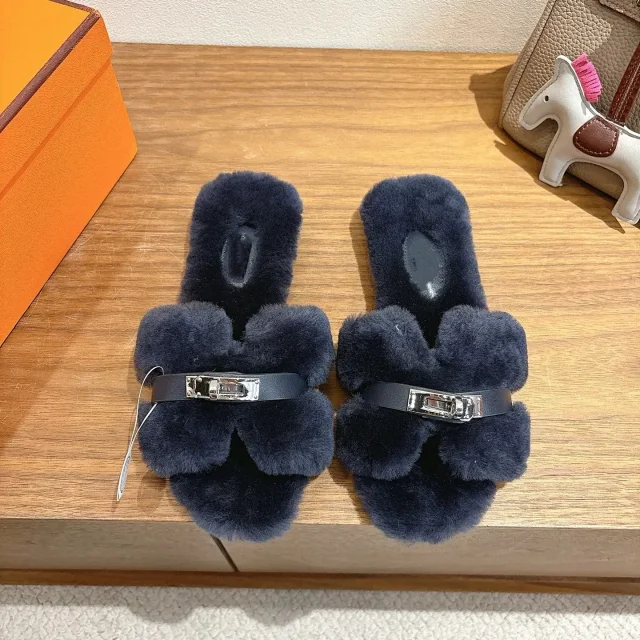 Unbranded Slippers Faux Fur H-Buckle Slide product detail image 12
