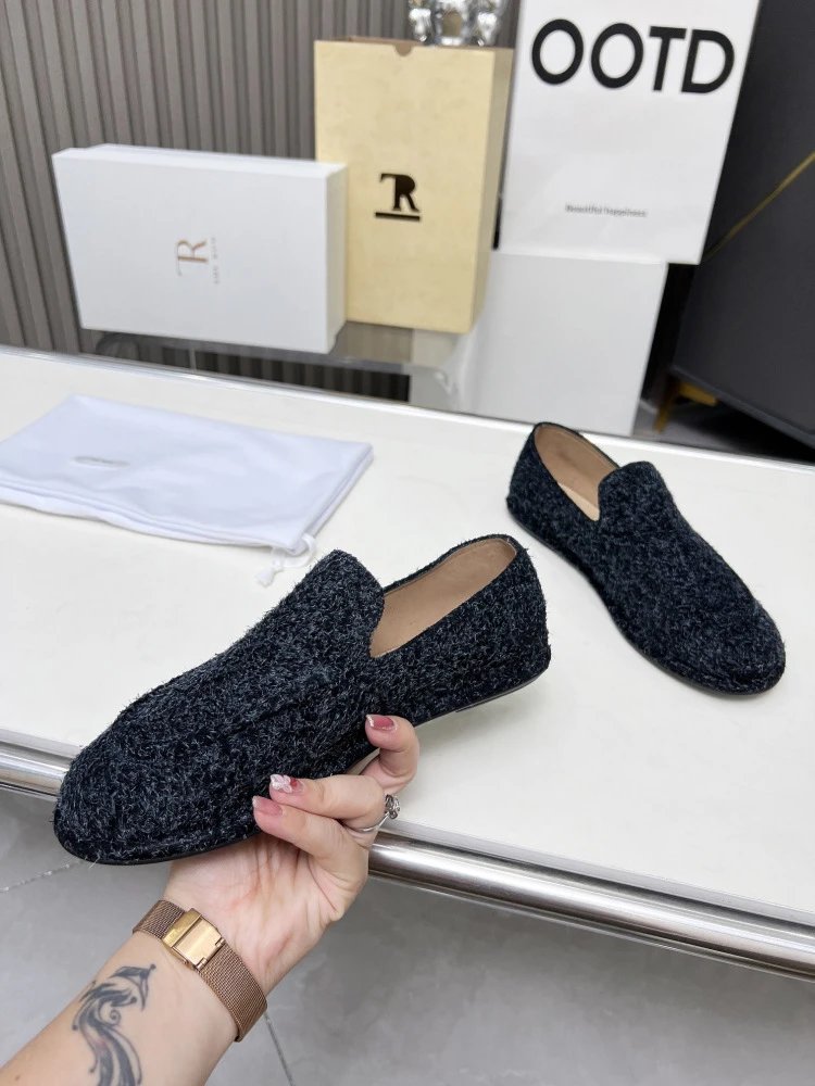R Brand Suede Loafer Black Casual Shoes - 37