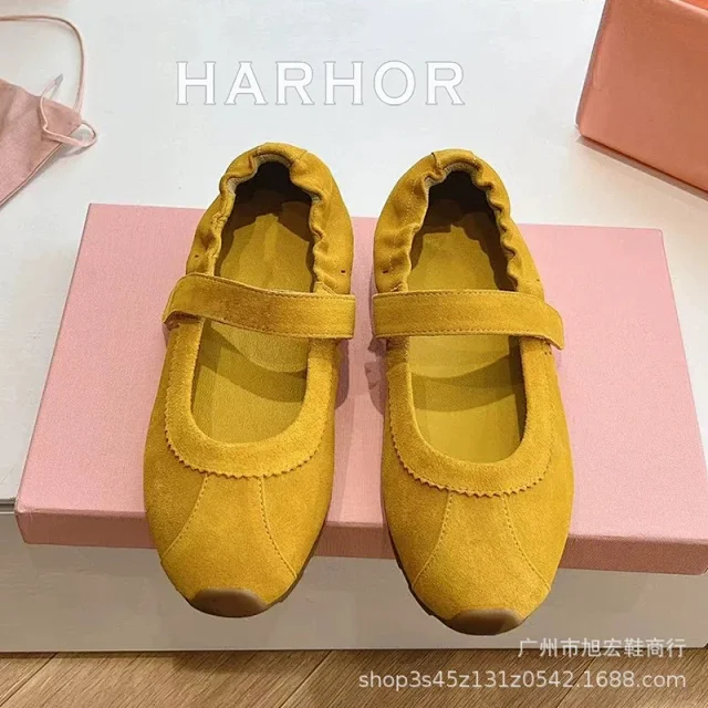 Unbranded Casual Shoes Mary Jane ballet flats with elasticated collar and square toe product detail image 6